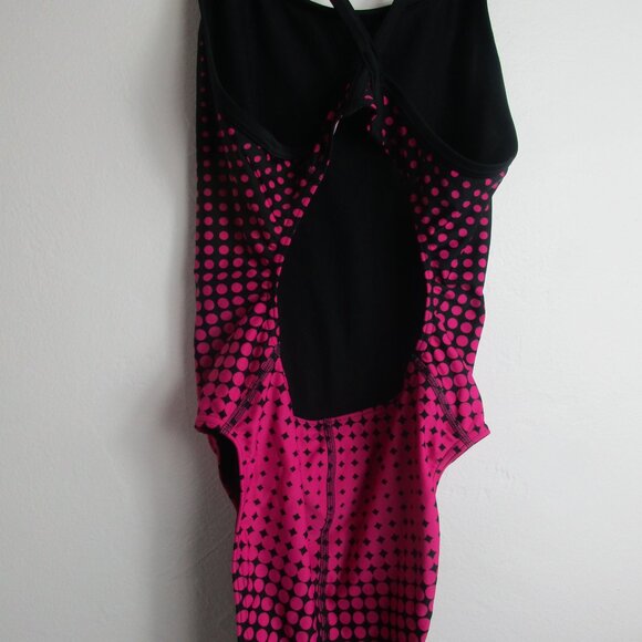 Sporti Swimsuit Womens 36 Pink Polka Dot Stretch Keyhole‎ Back Spaghetti Strap - Picture 5 of 8